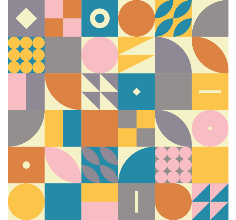 Retro geometric living room wallpaper - TenStickers