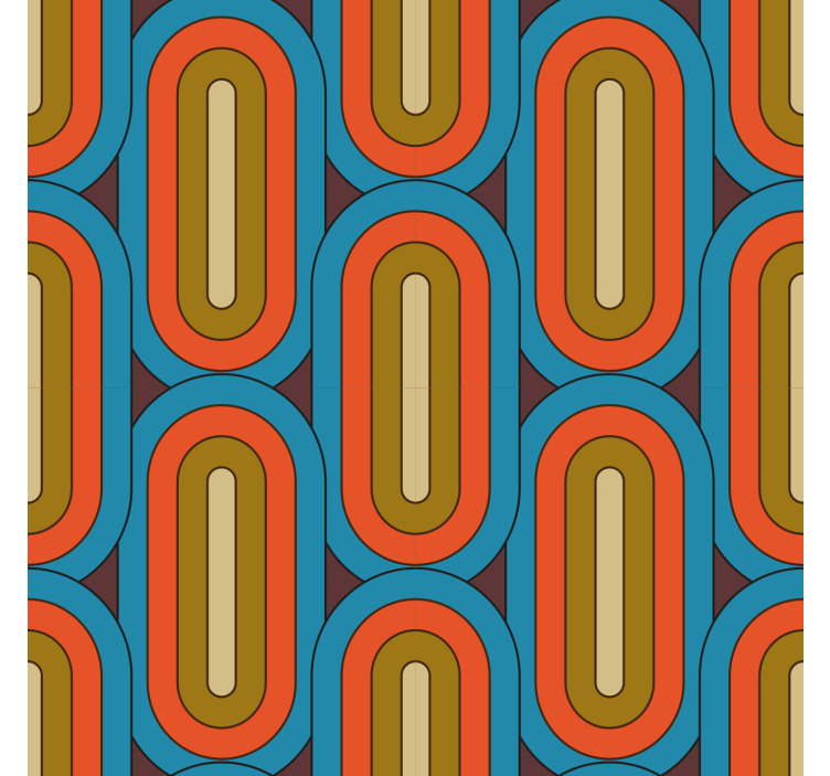 Retro rounded blue living room wallpaper - TenStickers