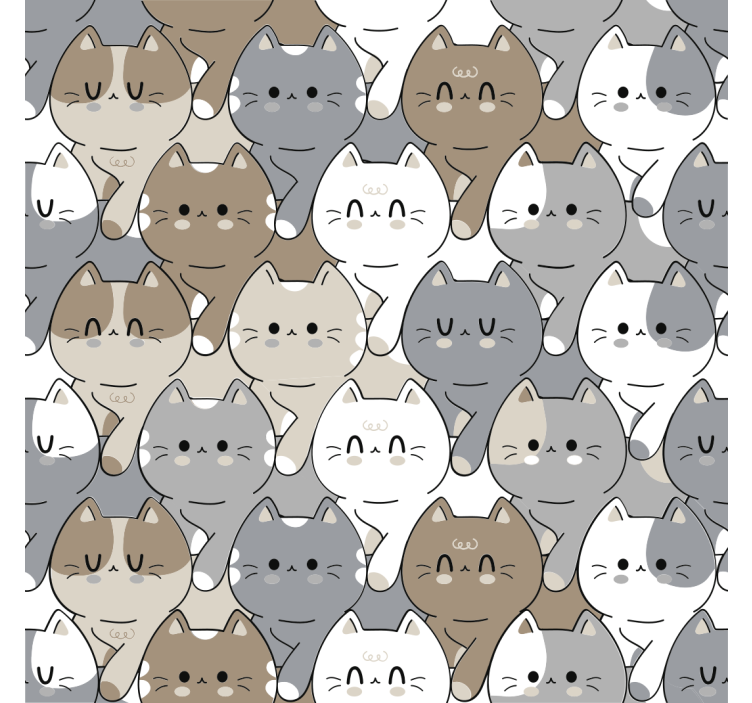Cats illustration wallpaper for kids - TenStickers