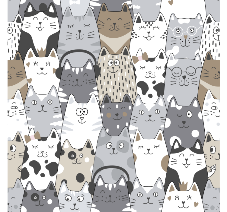 Cartoon cats wallpaper for kids - TenStickers