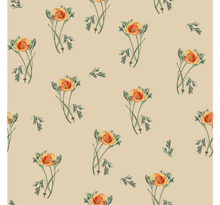 Orange flower Living room wallpaper - TenStickers