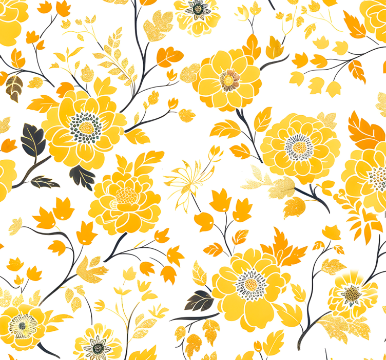 Japanese style yellow wallpaper - TenStickers