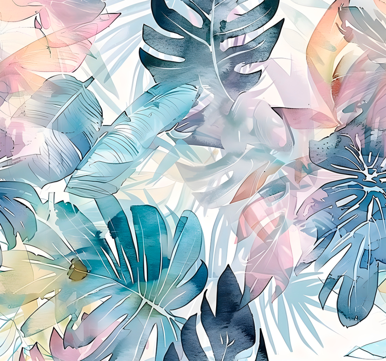 Large drawn leaves leaf wallpaper - TenStickers