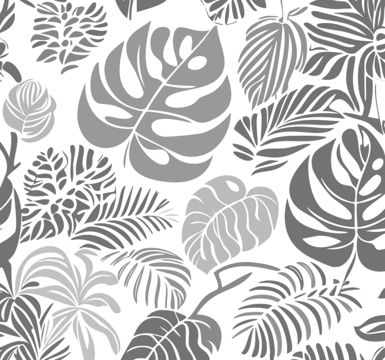 Monstera leaves gray wallpaper - TenStickers