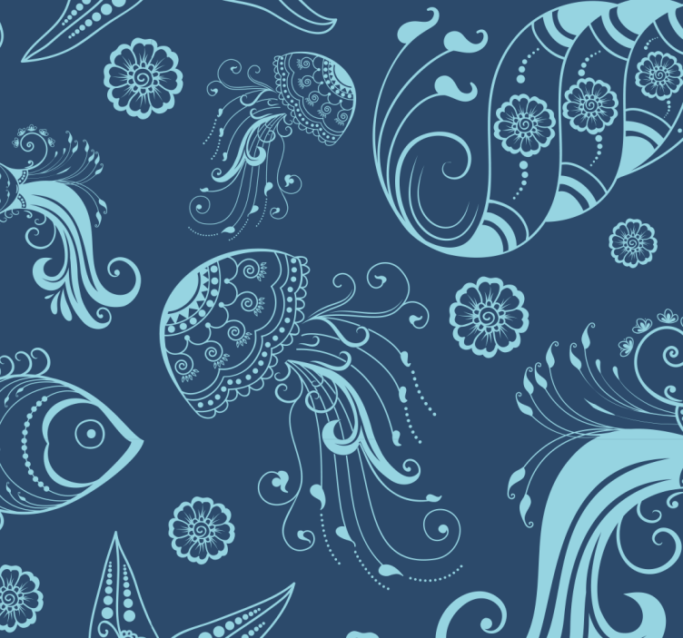 Marine Sketch Motifs fish wallpaper - TenStickers