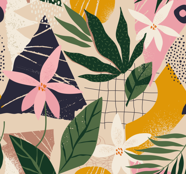 Tropical Flora Pattern nature wallpaper - TenStickers