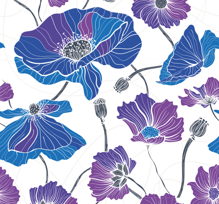 Floral Bloom Scene flower wallpaper - TenStickers
