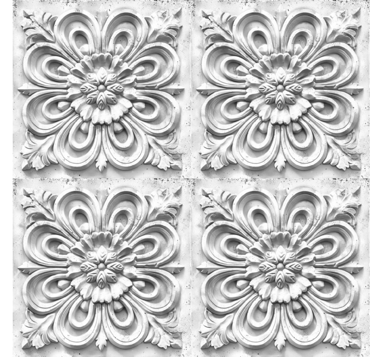 White tiles baroque wallpaper - TenStickers