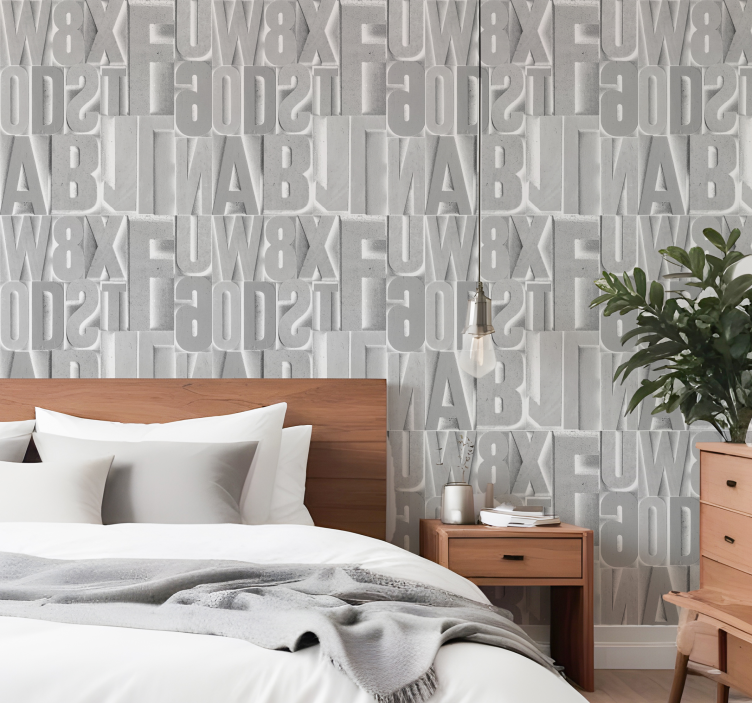 3D grey letters letter wallpaper - TenStickers