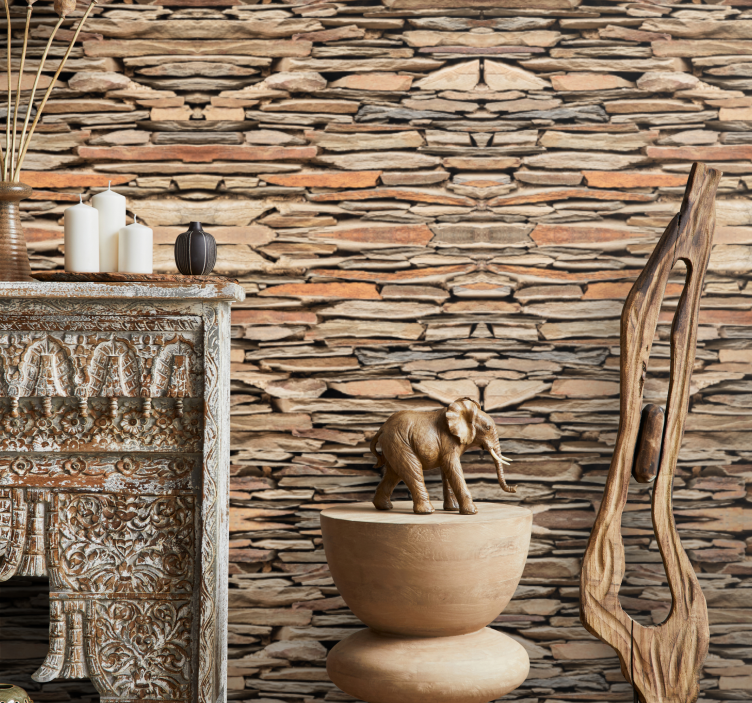 3D rustic stones pattern Stone Wallpaper - TenStickers