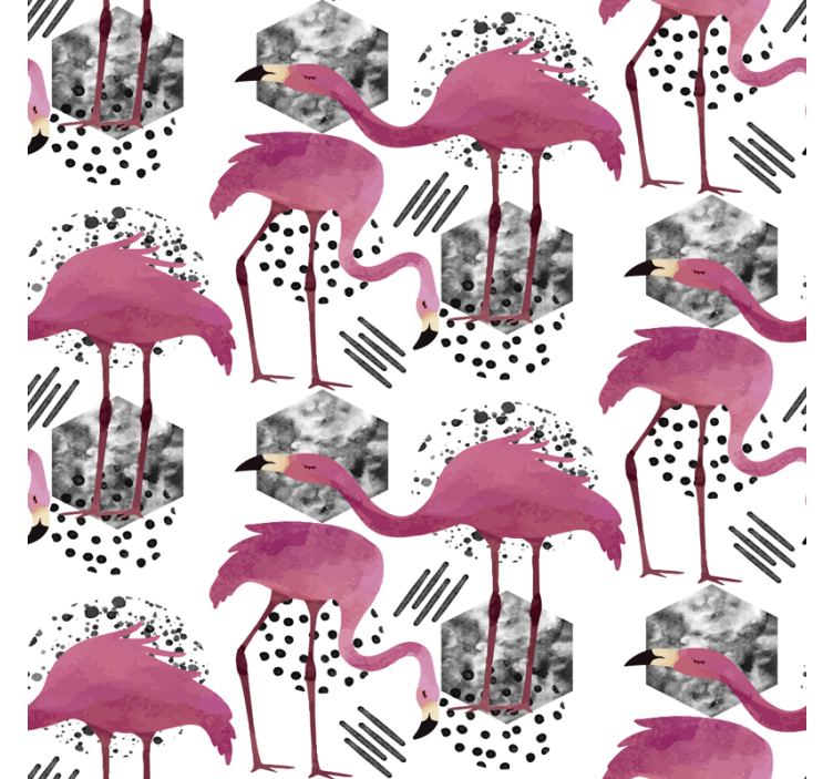 Flamingo parade birds wallpaper - TenStickers