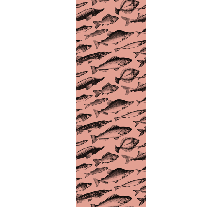 Fish wallpaper pink fish pattern - TenStickers