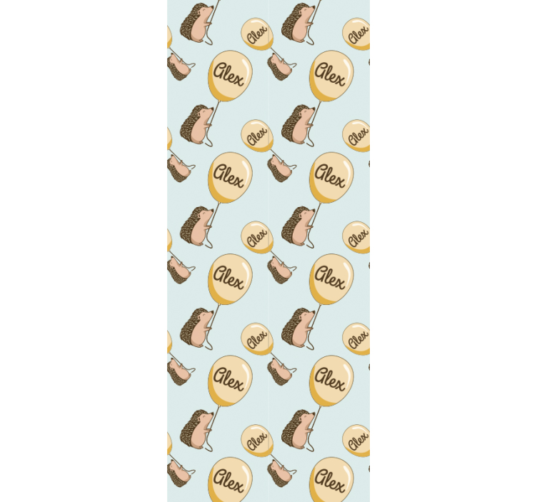 Hedgehogs with balloons and name kids wallpaper - TenStickers