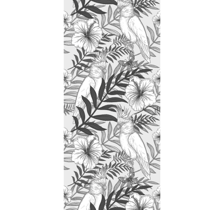 Floral Monochrome Sketch jungle wallpaper - TenStickers