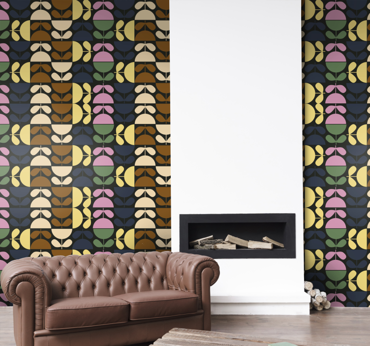 Stylized Leaf Patterns floral ornament wallpaper - TenStickers