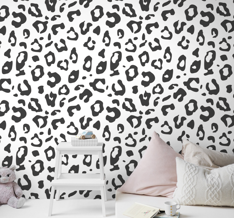Black and white leopard texture wallpaper - TenStickers