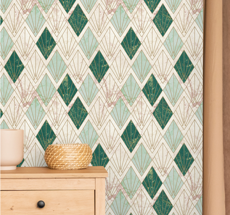 Elegant green chevron design geometric wallpaper - TenStickers
