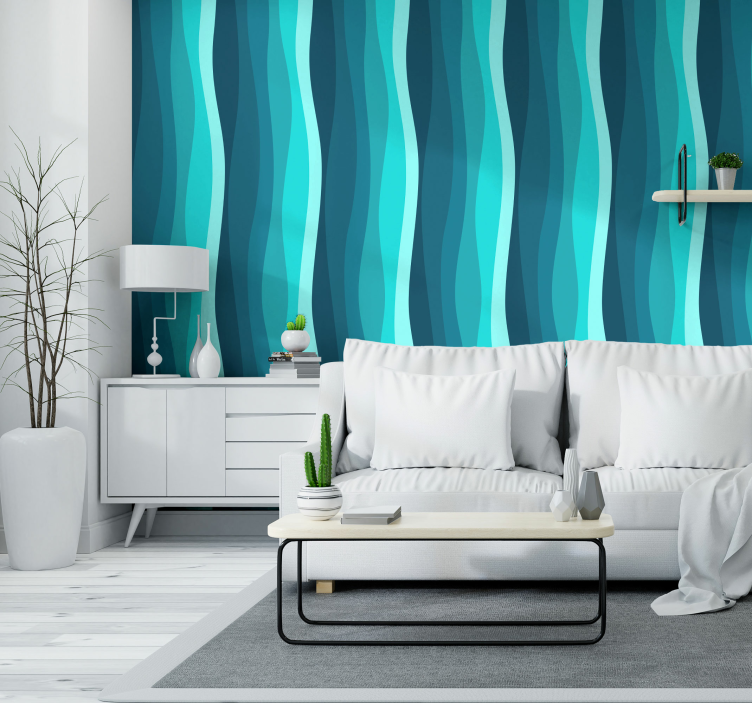 Wave pattern Living room wallpaper - TenStickers