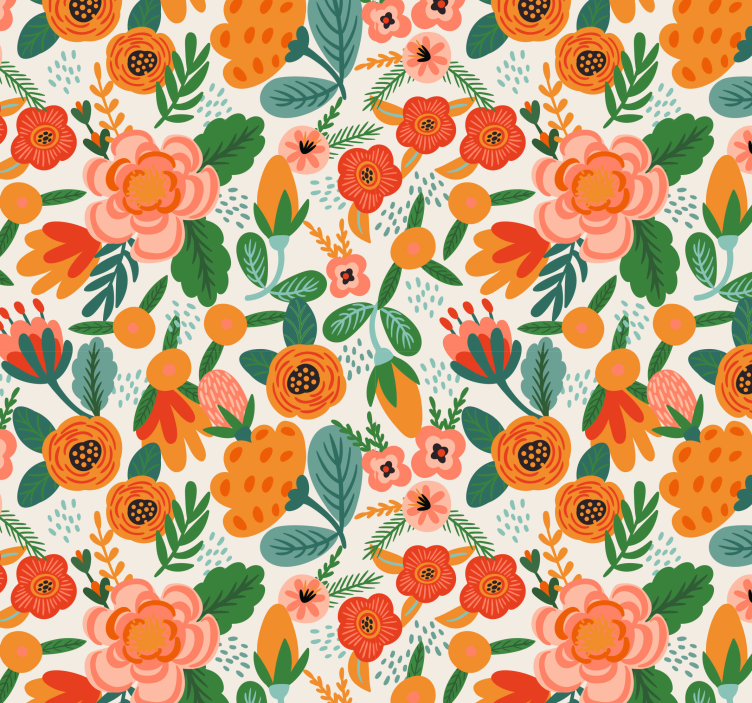 Floral Illustration flower wallpaper - TenStickers