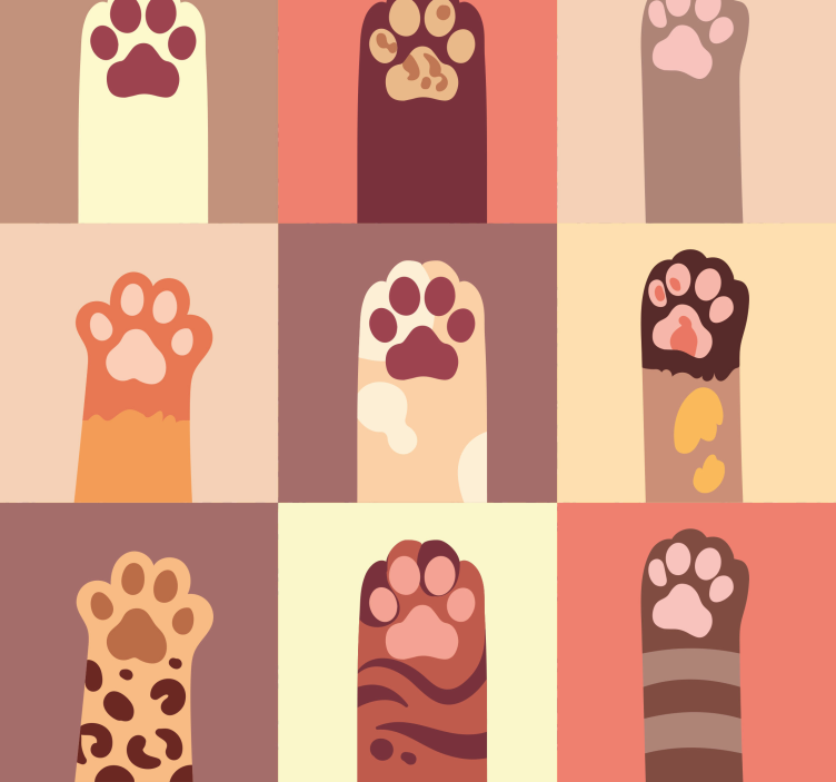 Cat paws cartoon modern wallpaper - TenStickers