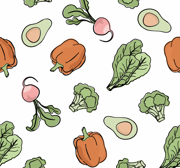 Vegetable Motif kitchen wallpaper - TenStickers