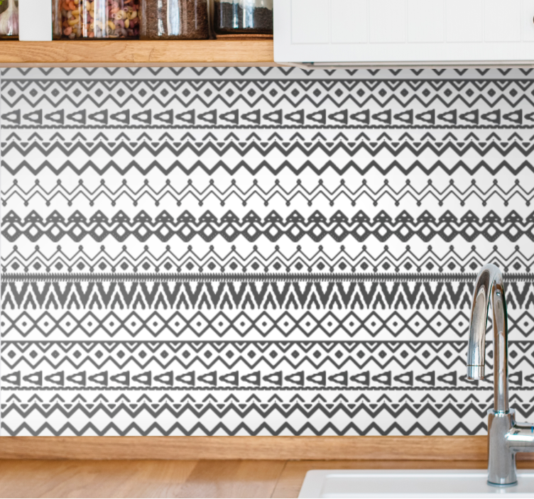 Grey and white geometric motif scandinavian wallpaper - TenStickers