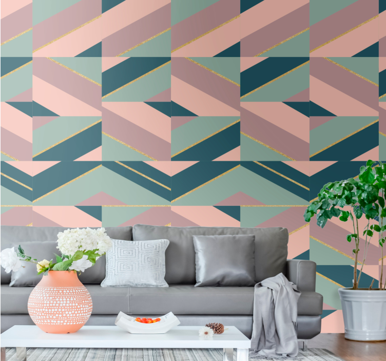 Abstract pastel angles geometric wallpaper - TenStickers