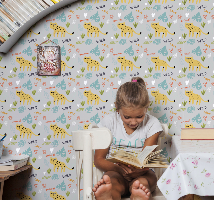 Abstract with leopeards in gray Wallpaper - TenStickers