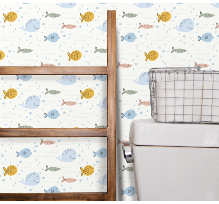Aquatic Motif fish wallpaper - TenStickers