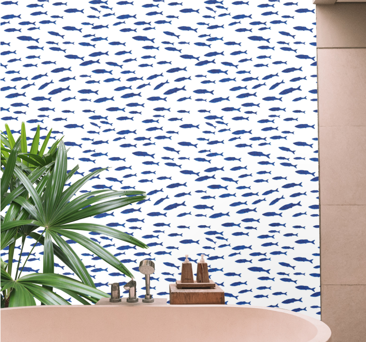Aquatic Swim Pattern fish wallpaper - TenStickers