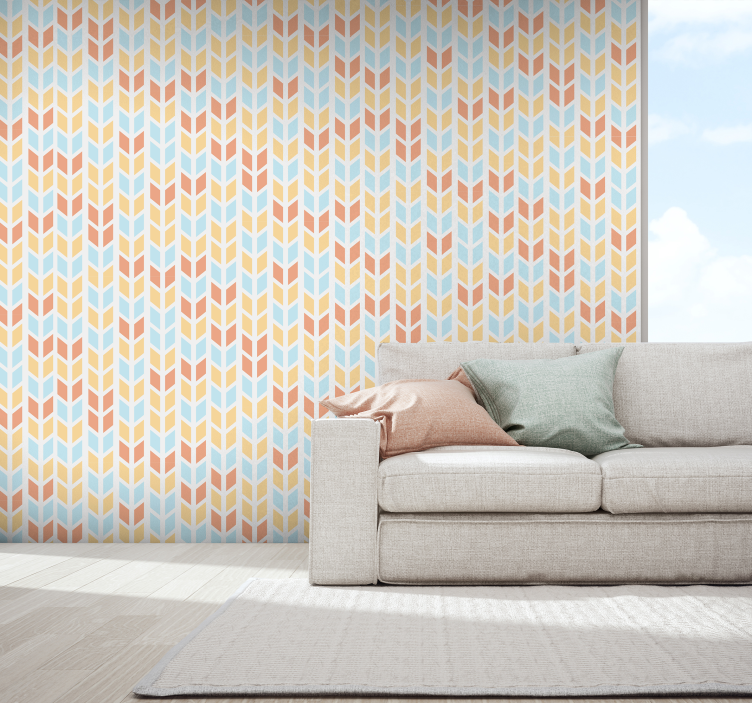 Blue and beige arrows geometric wallpaper - TenStickers