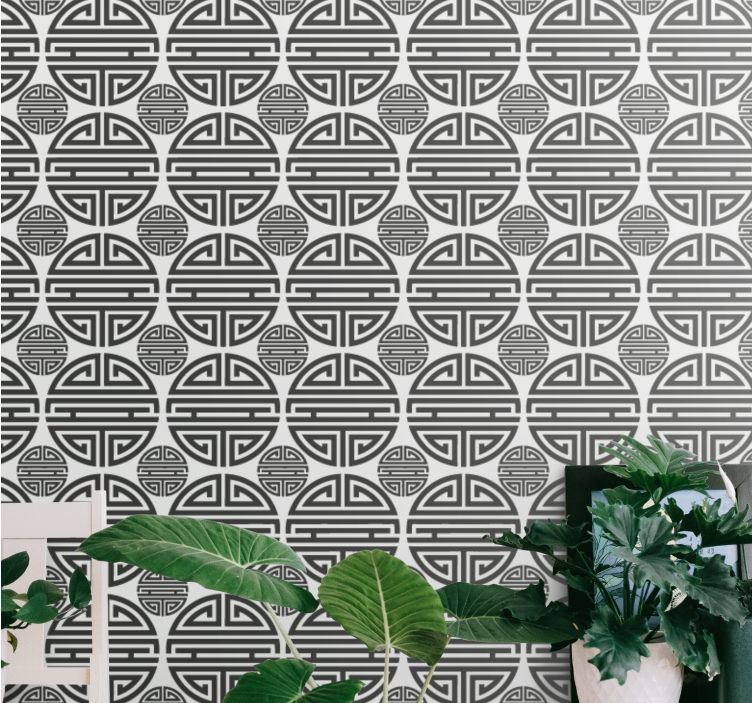 Asian style geometric pattern modern wallpaper - TenStickers