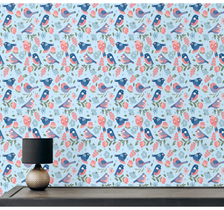 Birds Floral Motif birds wallpaper - TenStickers