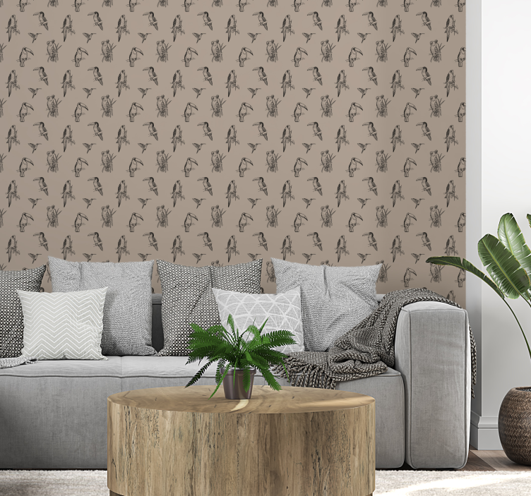 Avian Sketch Motif birds wallpaper - TenStickers