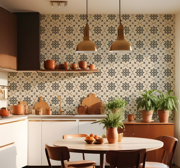 Beige starry design tile wallpaper - TenStickers