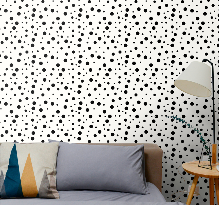 Black dots polka dots wallpaper - TenStickers