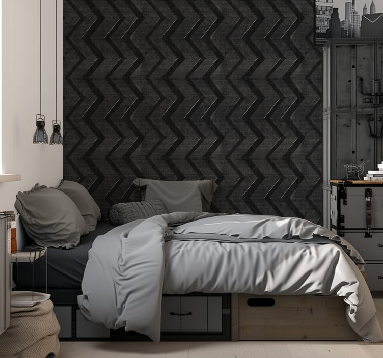 Black steel stripes Teenage bedroom wallpaper - TenStickers