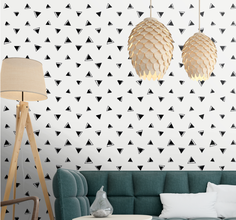 Black and white motif geometric wallpaper - TenStickers