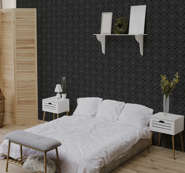 Black wall and figures Ornamental Wallpaper - TenStickers