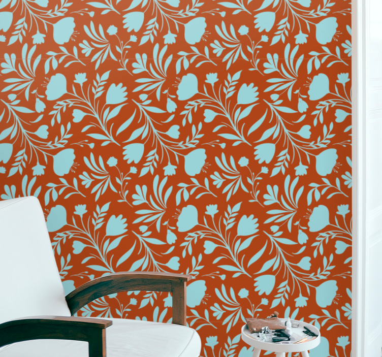 Botanical Retro Sophistication floral ornament wallpaper - TenStickers