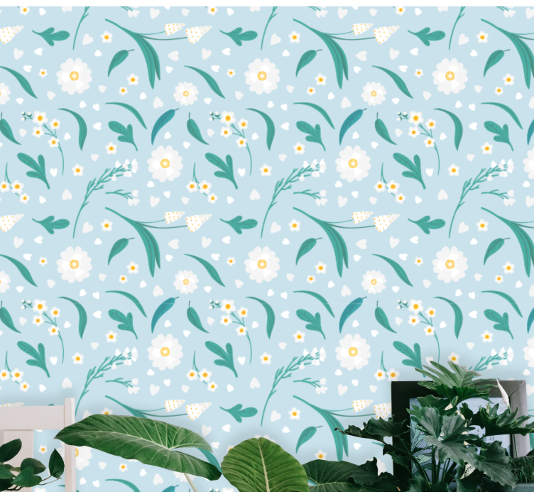 Botanical Garden Showcase floral ornament wallpaper - TenStickers