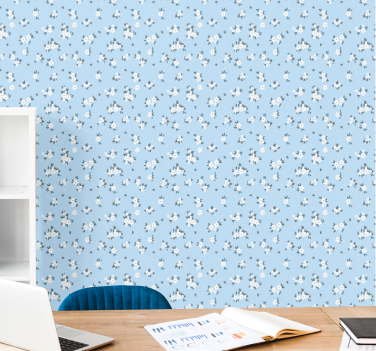 Blue Floral Background flower wallpaper - TenStickers