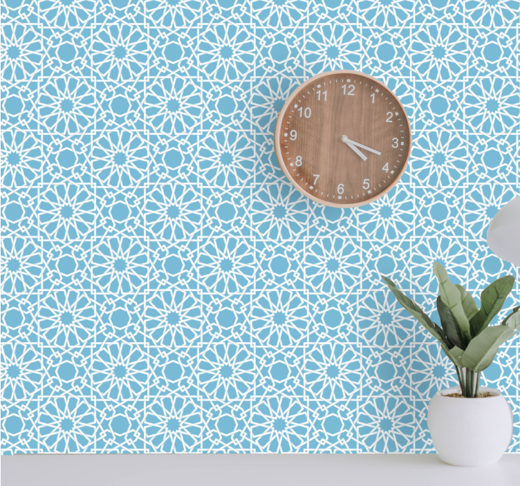Blue Geometric Shapes tile wallpaper - TenStickers