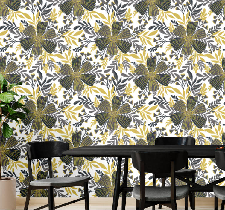 Botanical balance living room wallpaper - TenStickers