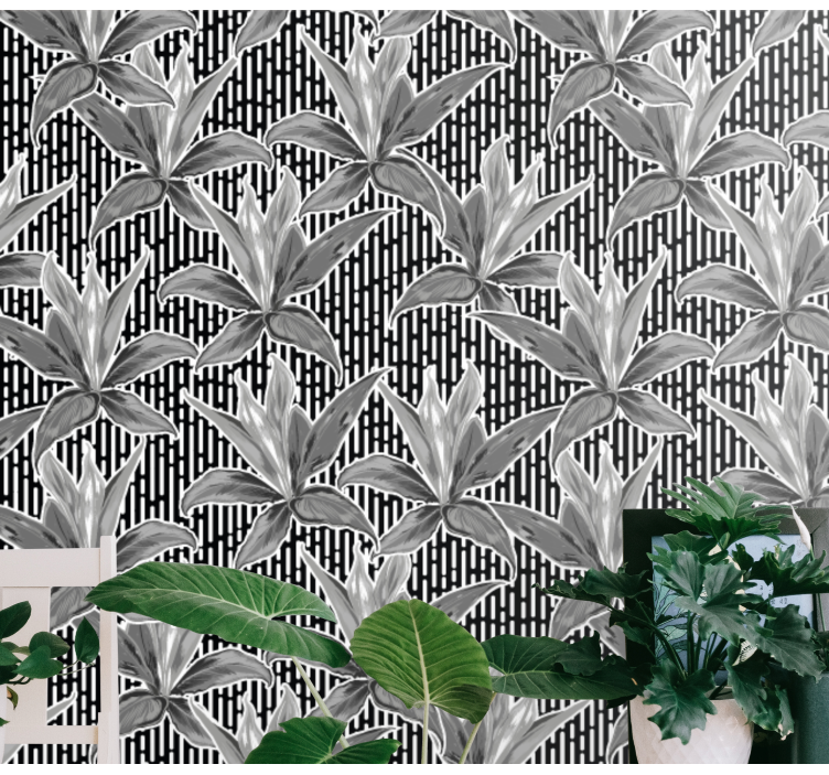 Botanical Geometric leaf wallpaper - TenStickers