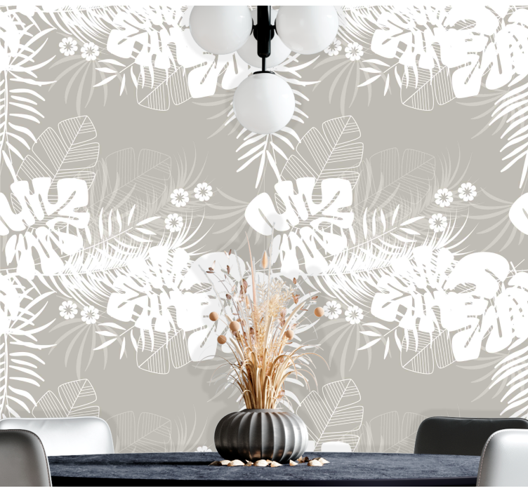 Botanical Silhouette leaf wallpaper - TenStickers