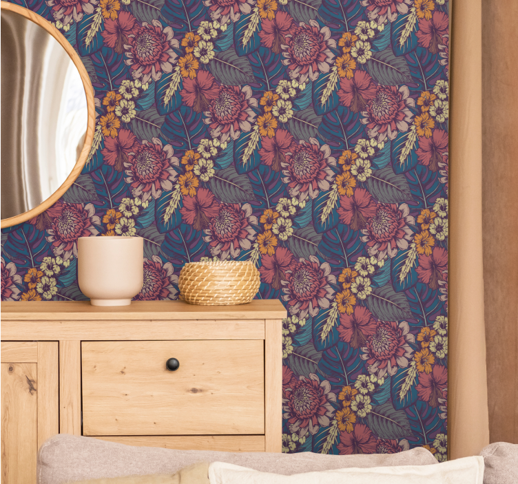 Botanical Vintage Pattern flower wallpaper - TenStickers