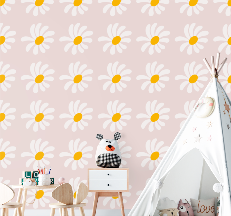 Sweet daisy rows flower wallpaper - TenStickers