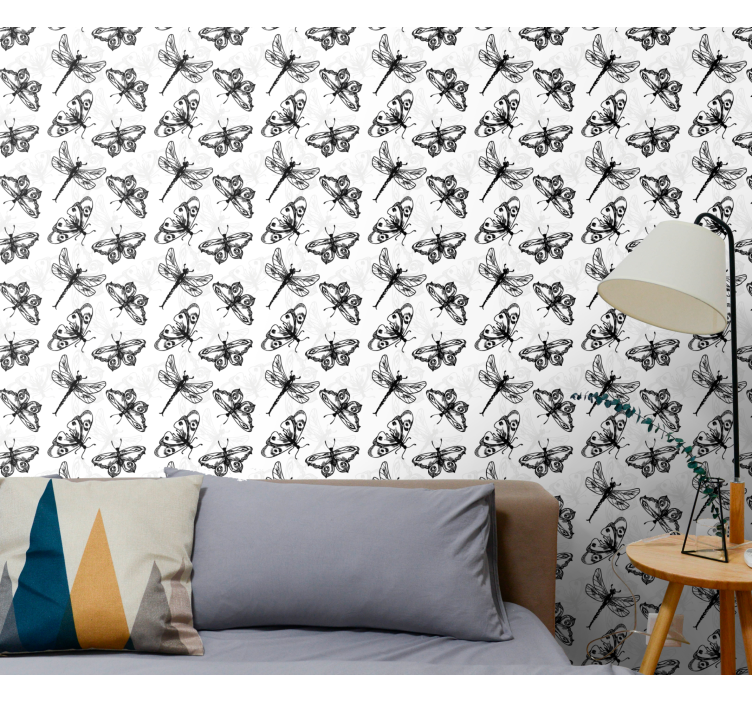 Black dragonflies butterfly wallpaper - TenStickers