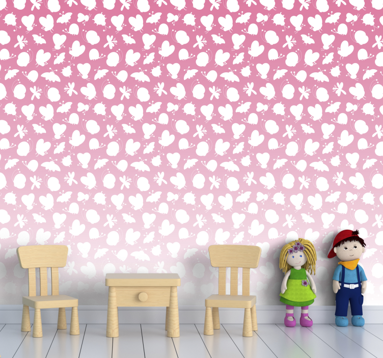 Butterflies with pink degradation wallpaper - TenStickers